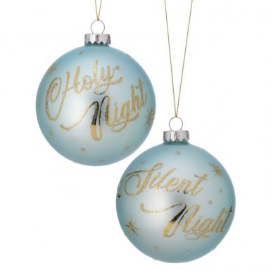 Aqua & Gold Glass Ball Ornament (2 styles)