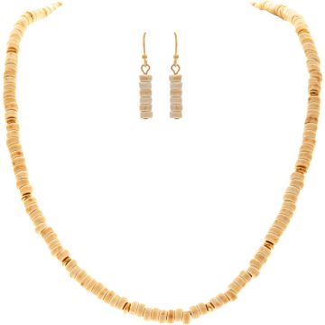 Gold Natural Disc Beads Necklace Set