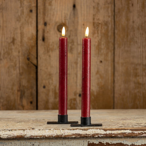 Red Thick Textured Taper Candle Set (2 sizes)