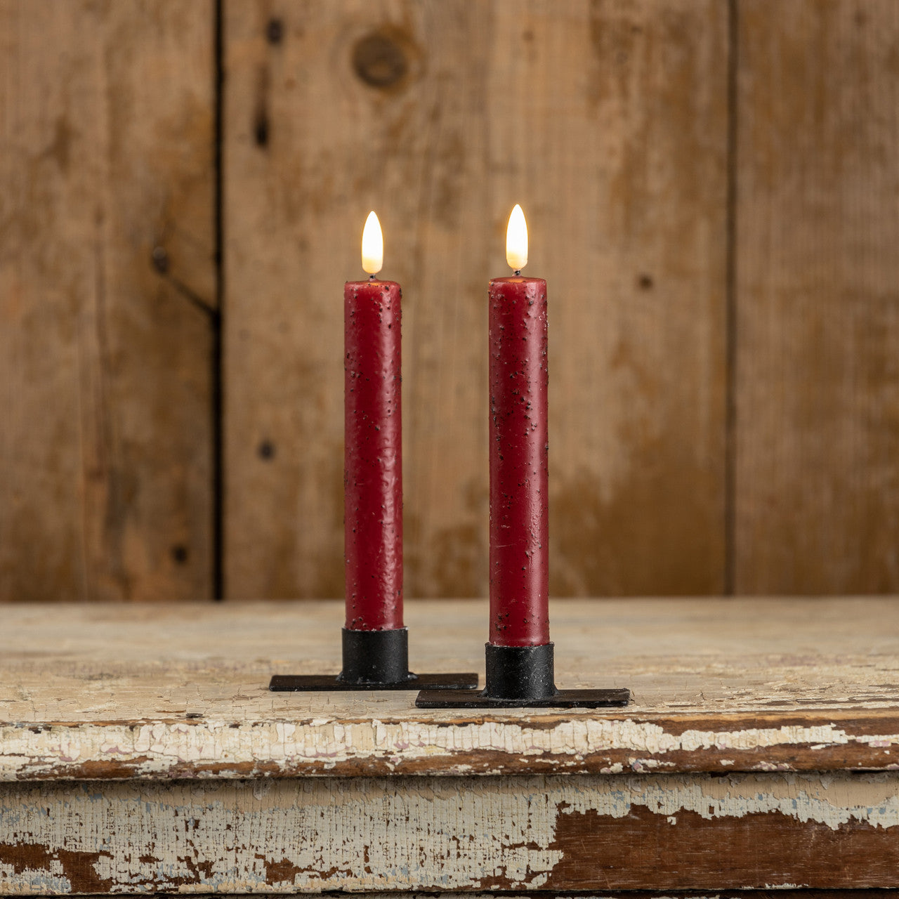Red Thick Textured Taper Candle Set (2 sizes)