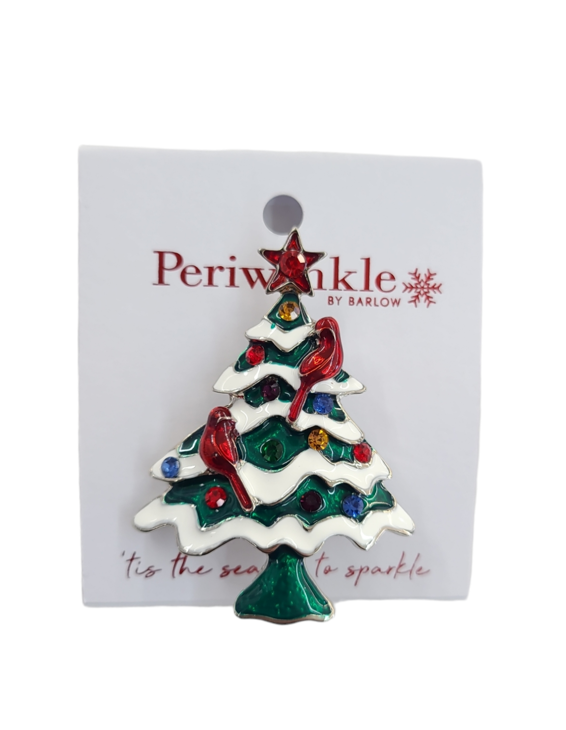 Christmas Tree with Cardinals Pin