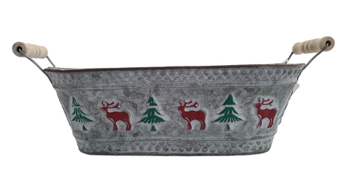 Oval Deer and Tree Metal Bucket (3 sizes)