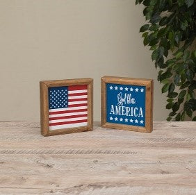 Wooden Square Americana Block (Two Styles)