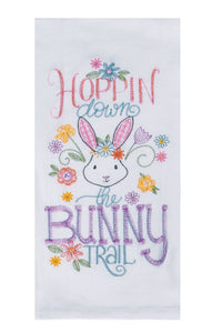 Spring Bunny Trail Embroidered Flour Sack Towel