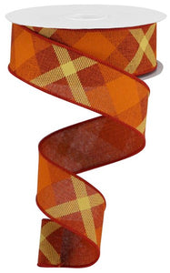 Orange Plaid Ribbon