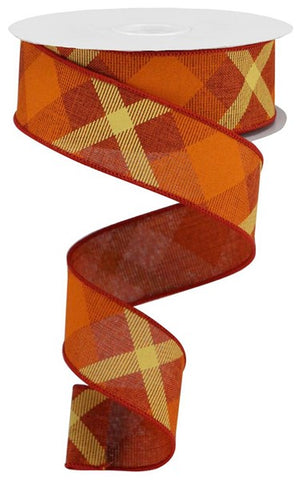Orange Plaid Ribbon