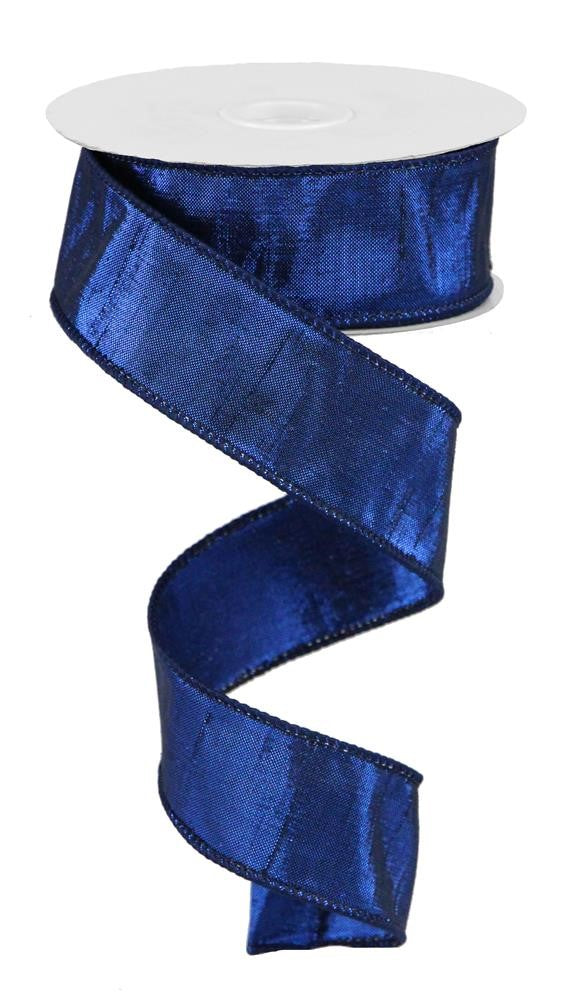 Navy Blue Metallic Dupioni Ribbon