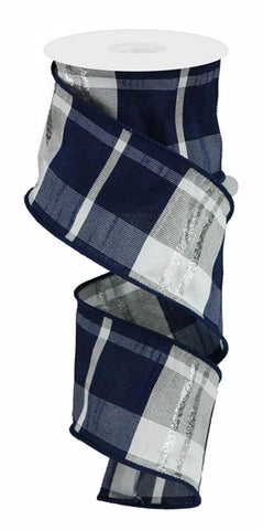 Navy Plaid Ribbon