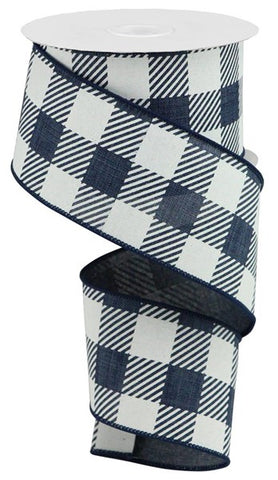 Large Navy Striped Check Ribbon