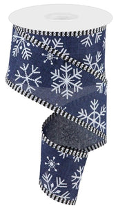 Navy Blue Snowflake Ribbon