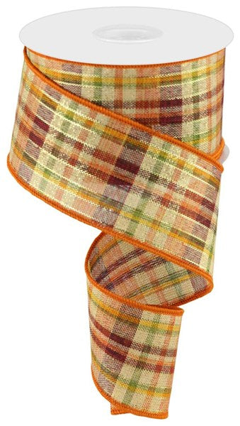 Woven Orange/Metallic Plaid Ribbon