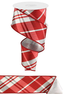 Red Diagonal Plaid Ribbon