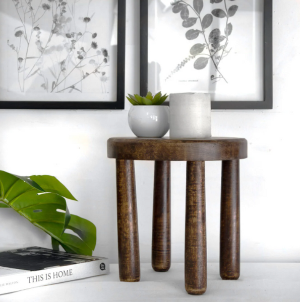 Dark Stained Wooden Stool