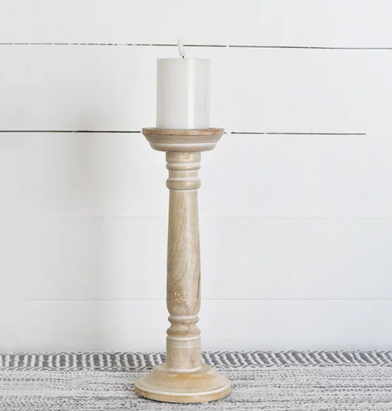 Whitewashed Wooden Candle Stand