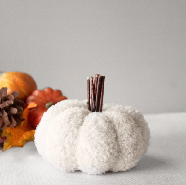 Beige Teddy Cloth Pumpkin | 5"