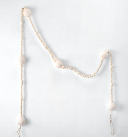 White Felt and Wood Garland