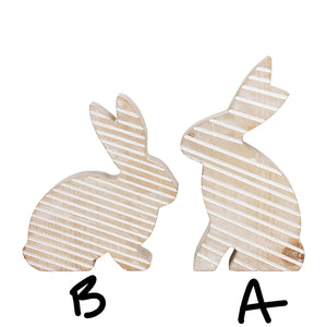 Carved Striped Wood Bunny Cutout (2 styles)