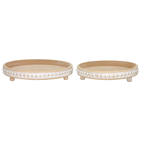 Natural Beaded Trays with Feet (2 sizes)