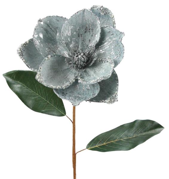 Pearl and Silver Glitter Magnolia Stem