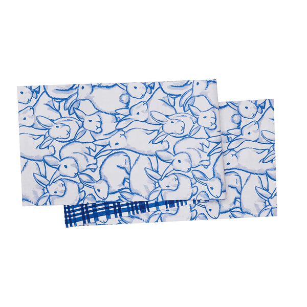 Blue Bunny & Plaid Kitchen Textile Collection
