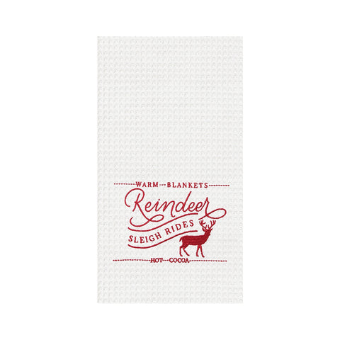 Reindeer Sleigh Rides Kitchen Towel