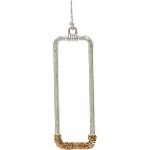 Two Tone Wire Wrap Rectangle Earring