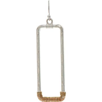 Two Tone Wire Wrap Rectangle Earring
