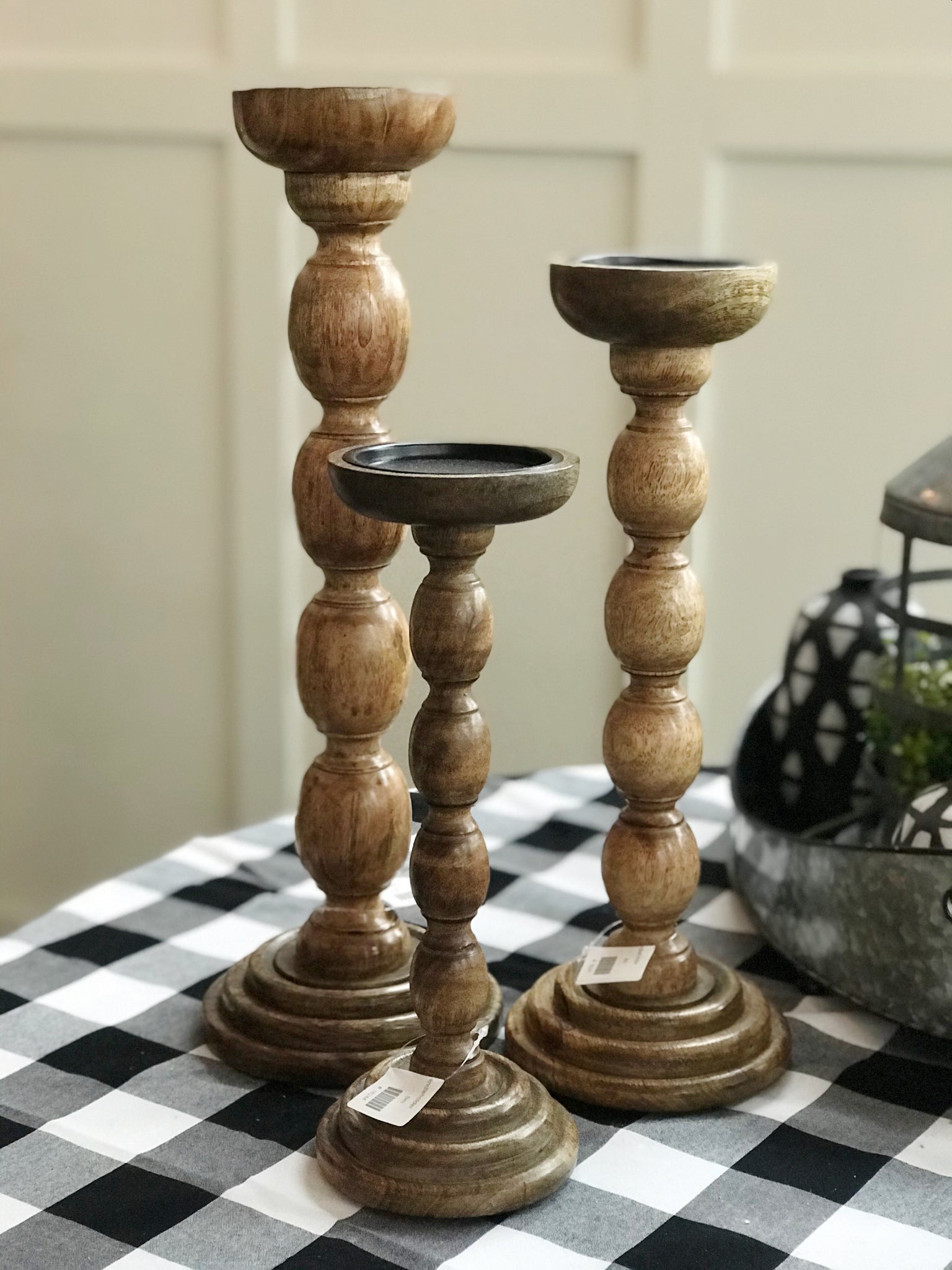 Wood Spindle Candle Holder