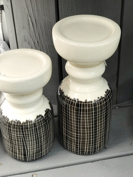 Black & White Stripped Candle Holder