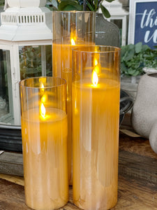 Amber LED Glass Candles