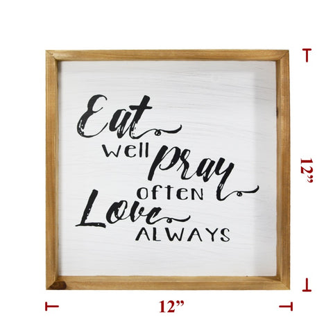 Eat/Pray Wood Sign
