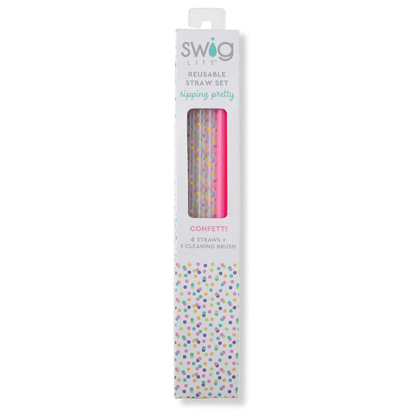 Confetti & Pink Reusable Straw Set