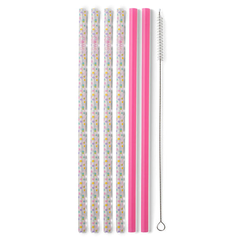 Confetti & Pink Reusable Straw Set