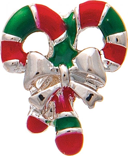 Silver Red and Green Candy Cane Post Earrings